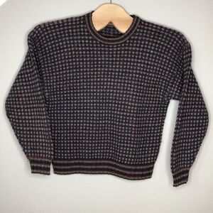 Eddie Bauer Men's XLT 100%‎ Shetland Wool Crew Neck Chunky Knit Texture Sweater